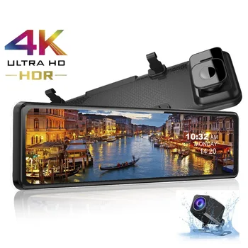 12 İnç Sürüş Kaydedici 4K 2160P Sony IMX415 araba dvr'ı Kamera Full HD1080P gece görüşlü araç kamerası Ön Ve Arka araç kamerası
