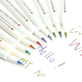17 Renkler Metalik İşaretleyiciler Kalemler Manga El Sanatları DIY Kart Yapımı resim fırçası Kalem Seti Çizim Graffiti Kırtasiye Ofis Okul Malzemeleri