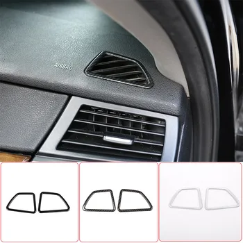 2 Adet LHD BMW X5 E70 X6 E71 2008-2013 ABS Araba Dashboard Klima Hava Çıkış Çerçeve Trim Sticker Araba Aksesuarları