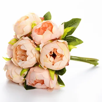 2 adet yapay ipek çiçek 7 kafaları şakayık buketleri sahte çiçek düğün malzemeleri Gelin tutan çiçek ev dekorasyon aksesuarları