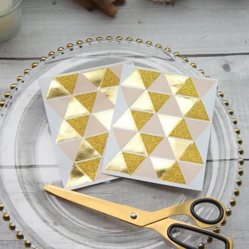 2 yaprak altın geometri tarzı Kağıt etiket Scrapbooking DIY hediye ambalaj Etiketi Dekorasyon Etiketi parti Dekorasyon