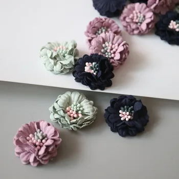 20 adet/grup el yapımı kore çiçekler yamalar giyim şapkalar DIY zanaat malzemeleri dikiş aksesuarları yamalar çanta ayakkabı
