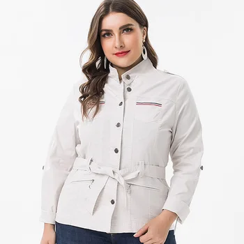 2021 Kadın Sonbahar Uzun kollu Rüzgarlık moda bayanlar Vintage zarif anne giysileri Artı Boyutu Bayan ceket