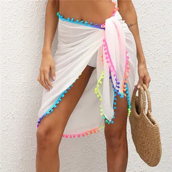 2021 Yeni Bayan banyo Bikini Cover Up Şeffaf Plaj Mini mini etek Sarong Pareo Şort Yaz Beachwear Sıcak Satış Tatil için