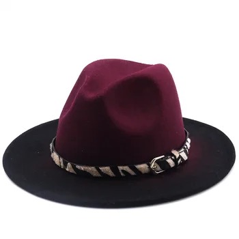 2021 Yeni Degrade Rampa Renkli Yün fötr şapka Şapka Kadınlar İçin Sonbahar Ve Kış Vintage Caz Kapaklar İngiliz Beyefendi Fedora Şapka