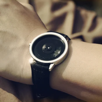2021Enmex yaratıcı şık Tuval tasarım bant kol saati odak noktası özel diskler eller moda erkekler günlük kuvars saat erkek saati