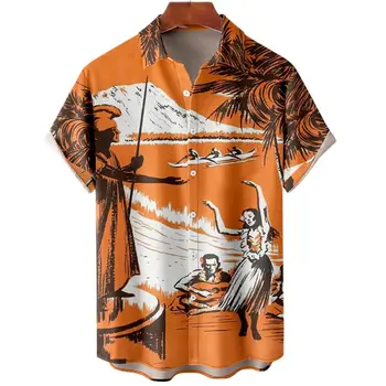 2022 Erkek havai gömleği 3d Baskı Kısa Kollu Plaj Tatil Tropikal Gömlek Büyük Boy En Lüks erkek gömleği 2022