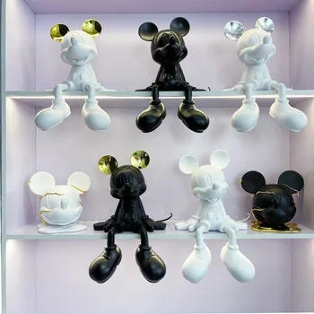 2022 Yeni Disney Oturma Mickey Heykel Bebek Karikatür Modeli Gelgit Bebek Dekorasyon Reçine Odası Dekorasyon Hediyeler çocuk Oyuncakları