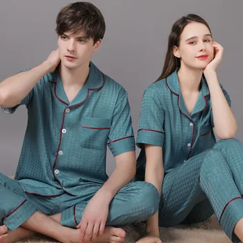 2022 İlkbahar Yaz Çift Pijama Takım Elbise Gevşek 2 ADET Balıksırtı Pijama M-XXXL Severler Gevşek Kıyafeti Baskı Rahat Ev Giysileri
