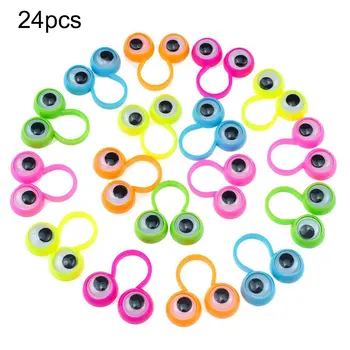 24 Adet Göz parmak kuklaları Plastik Yüzük Wiggle Gözler oyuncak İyilik Çocuklar için Çeşitli Renkler Hediye Oyuncaklar Pinata Dolgu