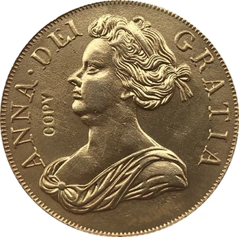 24 - K altın kaplama 1713 Birleşik Krallık 1 Gine-Anne paraları kopya