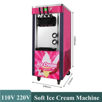26L / H Paslanmaz Çelik Yumuşak Dondurma Makinesi 3 Tatlar dondurma yapma makinesi 2100W