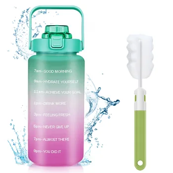 2L Su Şişesi Motivasyon su sürahisi Zaman İşaretleri ile Taşınabilir içme suyu şişesi Silikon Saman ile Spor İçme Kupa