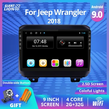 2din Android 9.0 Araba Radyo Jeep Wrangler 2018 İçin Navigasyon Gps Multimedya Video Oynatıcı Wifi Stereo Kafa Ünitesi Araba DVD oynatıcı