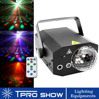 2ın1 lazer ışığı RGB LED disko topu Sahne Aydınlatma Etkisi Müzik Uzaktan Kumanda RG Lazer projektör Mini DJ Disko Sahne Kulübü