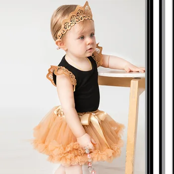 3 Adet Takım Elbise Bebek Kız Giysileri Yenidoğan Kız Romper + Etek + saç bandı seti Prenses Fotoğraf Prop Kıyafetler Bebek Giyim 0-24M