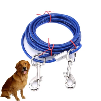 3 M Çelik Tel çekme halatı Tasma Kablosu İle Çift Kafaları Metal Kanca Kurşun Kayış İçin Küçük Büyük Pet Kedi Köpek