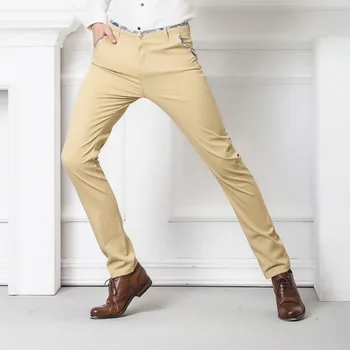 3 renk ilkbahar sonbahar moda iş veya rahat tarzı pantolon erkekler ince düz rahat uzun pantolon moda renkli erkek pantolon