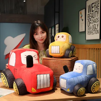 30/45CM Karikatür Traktör Modeli peluş oyuncaklar Kawaii Araba Bebek Dolması Yumuşak Peluş Yastık Yaratıcı Oyuncaklar Çocuklar için erkek doğum günü hediyesi