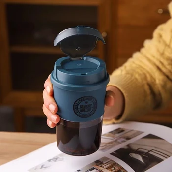 300/400ml Tritan Kahve Çay Kupa Şeffaf Yaratıcı İçecekler Tatlı Kahvaltı Süt Plastik Bardak Kupa Drinkware Kaymaz Kapaklı