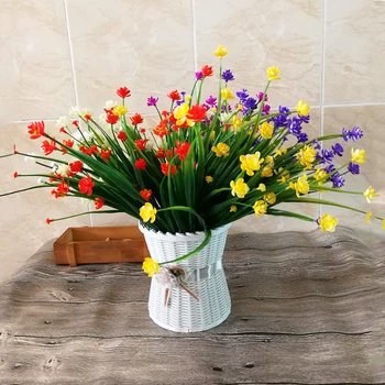 33 Kafaları Mini Laleler Buket Plastik yapay çiçek Bahar Ev Düğün Dekorasyon için Renkli Lale Sahte Çiçekler Flores