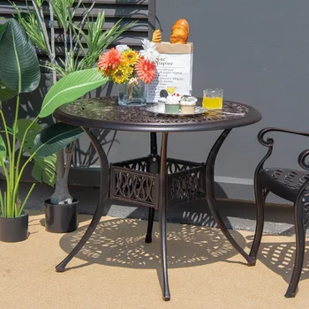 36 İnç Veranda Yuvarlak Yemek Bistro Masa Şemsiye Delikli Açık Bahçe Masa Piknik Masaları