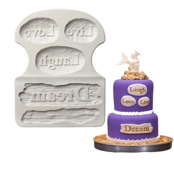 3D Aşk Rüya Düğün silikon kalıp Canlı Gülmek Mektup Kek Sınır Fondan Kek Dekorasyon Aracı Kek Çikolata Gumpaste Kalıp