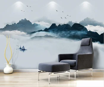 3D duvar kağıtları atmosferik yeni Çin mürekkep manzara kanepe başucu arka plan duvar papel de parede duvar kağıdı