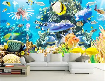 3d fotoğraf Duvar Kağıtları özel duvar deniz dünya yunus balık mercan arka plan ev dekorasyon duvar kağıdı duvarlar için yatak odası 3d rulo
