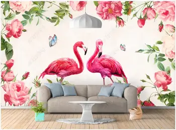 3d fotoğraf duvarlar için duvar kağıdı rulo Avrupa vintage gül çiçek flamingo ev dekor duvar kağıdı yatak odası için duvar