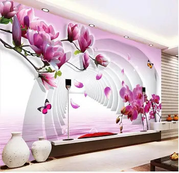 3d çiçekli duvar kağıdı Özel fotoğraf duvar kağıdı 3D stereoskopik Manolya 3D TV zemin Ev Dekorasyon