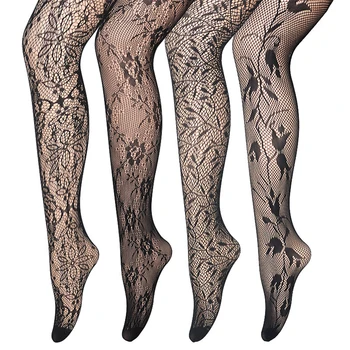 4 çift / takım file külot Seksi Delikli Gotik Lolita Çorap Yaz Bahar Siyah Kadınlar İçin Yüksek Bel file Külot Elastik Çorap