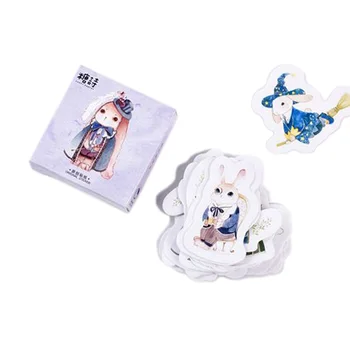 45 adet / paket Kawaii Alice Tavşan Hayvanlar Çıkartmalar yapışkan çıkartmalar DIY dekorasyon çıkartmaları Mini Kağıt Süt Sticker
