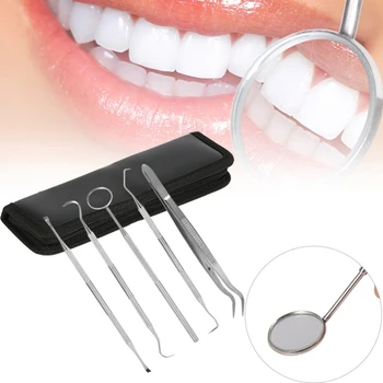 5 Adet Set Paslanmaz Çelik Diş Hekimi Bakımı Temizleme Diş Beyazlatma İpi Hijyen Kiti Plak Sökücü Seti Den