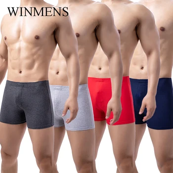 5 Adet / grup erkek Külot Penye Pamuk Şort İç Çamaşırı Katı Ok Pantolon Eşcinsel Elastik Uzun Boxer İç Çamaşırı Kalça Külot XXXXL
