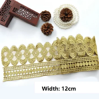 5 Metre Yüksek kaliteli güzel altın dantel trim örgü dantel kumaş DIY konfeksiyon aksesuarları etek kesme nakış dantel trim