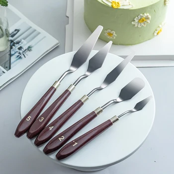 5 adet Pasta Spatula Pişirme Malzemeleri Paslanmaz Çelik Spatula palet bıçağı Krem Yumuşatma Bıçak Kazıyıcı Kek Dekorasyon Araçları
