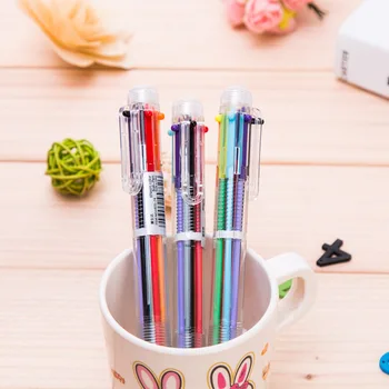 50 adet toptan Tükenmez Kalemler Yaratıcı Kırtasiye şeffaf 6 Renk presleme Renkli tükenmez Kalem Yağ Kalem Kırtasiye