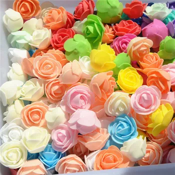 50 adet / torba Renkli Mini PE Köpük Yapay El Yapımı Gül Kafa DIY Düğün Ev Dekorasyon Festivali Parti Malzemeleri