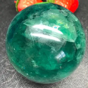 50mm Doğal yeşil Florit Kuvars Kristal Şifa topu