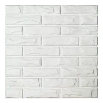50x50cm Plastik Dekoratif Beyaz Tuğla 3D duvar Panelleri Oturma Odası Yatak Odası TV Arka Plan Paketi 12 Fayans