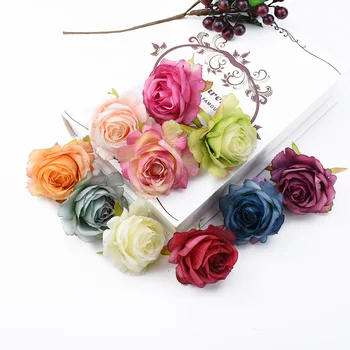 6 Adet Taze Güzel Sahte Güller Kafa Dıy Hediyeler Kutusu Gelin Bilek Çiçek Malzeme Düğün Dekoratif Çiçek Duvar Noel Ev Dekor