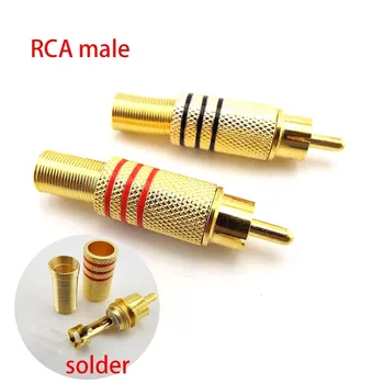 6 adet / grup 3 Çift Altın kaplama RCA Erkek Konnektör Tak Ses Video adaptör jak Konnektörleri Lehim Tipi RCA Kablosu için
