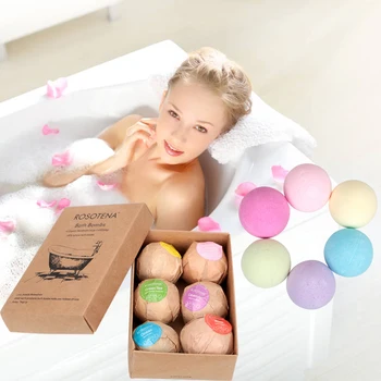 6 parça/kutu Rafine Gözenekleri Vücut Yağı Nemlendirici Banyo Topu Banyo Tuzu Bombalar Doğal Kabarcık Banyo Tuzu Topu