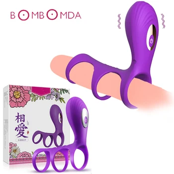 7 Modu Titreşimli Penis Kollu Vibratör Halka Seks Oyuncakları Adam için Gecikmeli Boşalma Klitoris Stimülatörü Klitoris Vibratör Penis Esaret