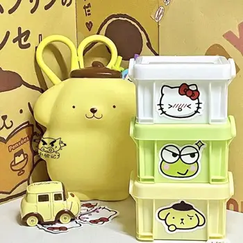8 * 6.5 Cm Kawaii Sanrio Pom Pom Purin Hello Kitty Masaüstü saklama kutusu Yatak Odası Aksesuarları Çeşitli Eşyalar Çıkartmalar Depolama Sepeti Dıy Oyuncak