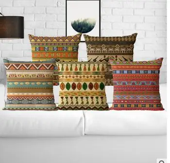 Afrika geometrik minder örtüsü yastık kılıfı pamuk keten vintage yastık örtüsü arkalığı için iç mekan ev dekorasyonu