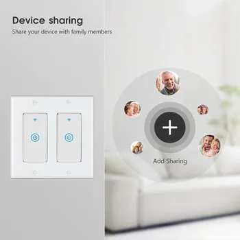 Alexa Akıllı Wifi Çift Kontrol Anahtarı 10A Amerikan Standart 1 Yönlü Dokunmatik Duvar Anahtarı Çift Taraflı Kapak Akıllı Ev Destekler Ses