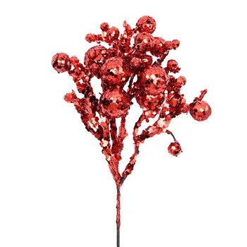 Altın Glitter Süsleme Meyve Kesimler PVC Noel Garlands Renkli Berry Kesme Çiçek El Sanatları Noel ağaç dekor Şube 27 CM