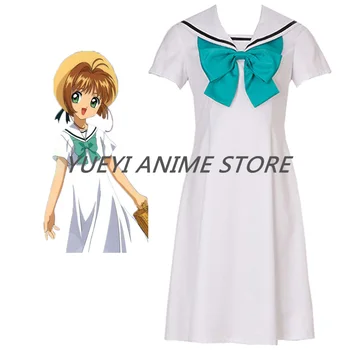 Anime CARDCAPTOR SAKURA KİNOMOTO Beyaz Denizci Cosplay Kostüm elbise özel Herhangi boyutu yapılan